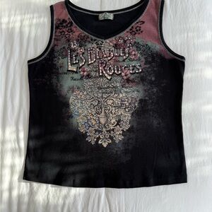 Y2K embellished black Tank top